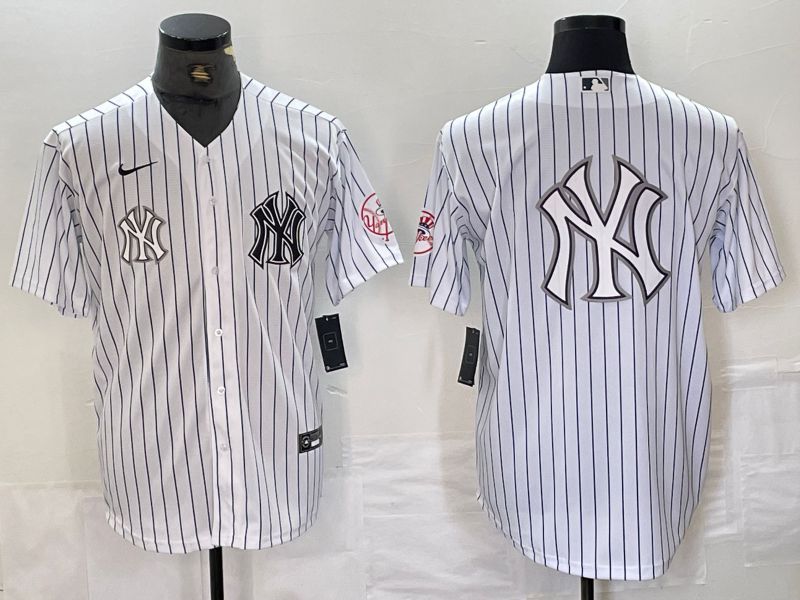 Men New York Yankees Blank White Stripe Second generation joint name Nike 2024 MLB Jersey style 11